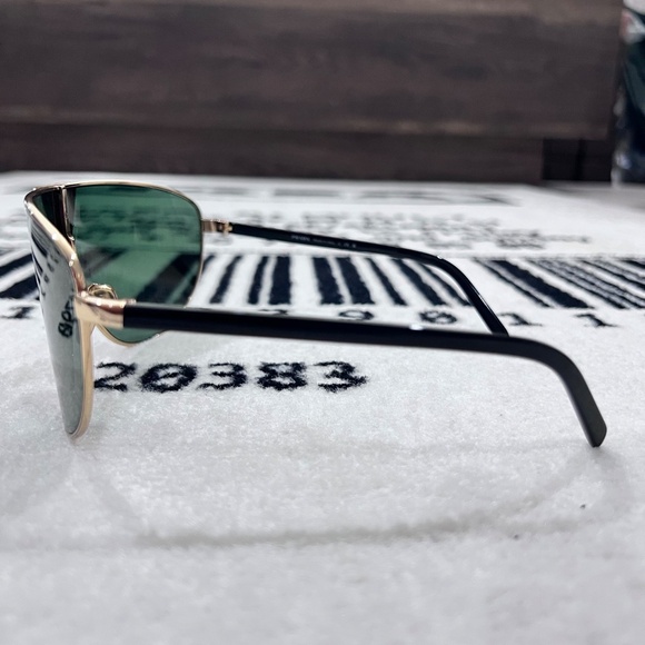 Prada 0PR 69ZS Gold Frame Green Lenses Logo Shield Wrap Mask Runway Sunglasses - Picture 8 of 15